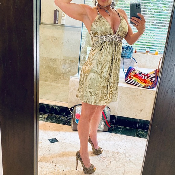 Sky Clothing Embellished Foil Print Silk Dress NWT - Picture 11 of 14